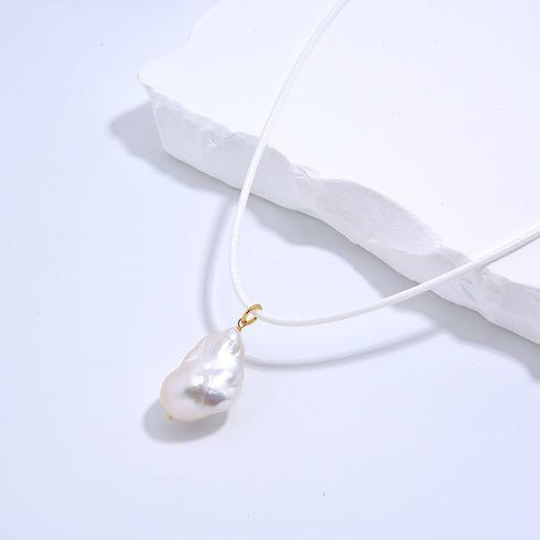 Baroque Pearl Leather Cord Necklace - House Of Pearls